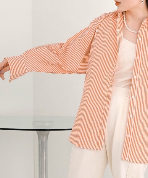 Bab(バブ)の「レイヤードライクストライプケープシャツ(シャツ/ブラウス・レディース・オフホワイト/ブルー/オレンジ・M)」の18枚目の写真