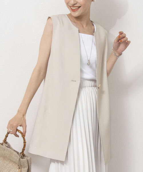 NOLLEY’S（ノーリーズ）の「ウォッシャブルドライタスランステッチジレ（ベスト・レディース・ブラック/キナリ・38）」の2枚目の写真