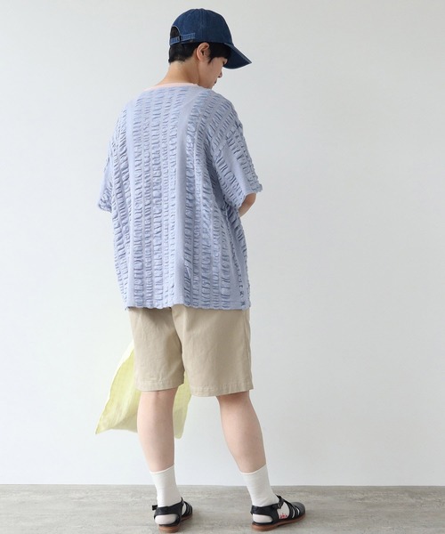 bulle de savon - ゆらゆらストライプボーダー bigＴシャツ bulle de savon（ビュルデサボン）の「ゆらゆらストライプ