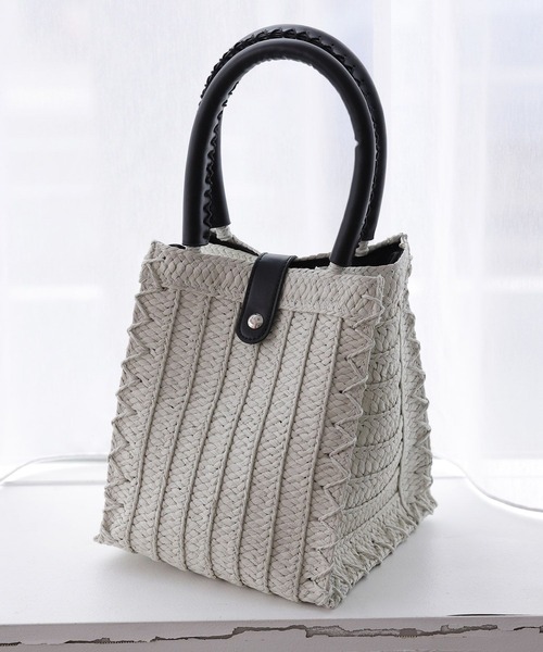 LAKOLE(ラコレ)の「スクエアクラフトトートバッグ / 180312(トートバッグ・レディース・ブラックミックス/ブラック/ナチュラル/オフホワイト・FREE)」の8枚目の写真