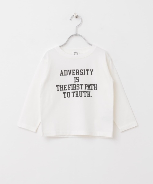 URBAN RESEARCH DOORS（アーバンリサーチドアーズ）の「『親子リンク』オーガニックコットンロゴロングTシャツ(KIDS)（Tシャツ/カットソー・キッズ・チャコールグレー/オフホワイト・150/120/135/105）」の6枚目の写真