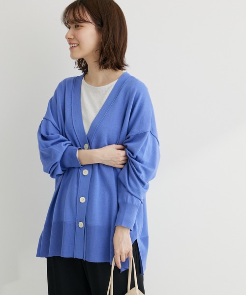 Green　Parks（グリーンパークス）の「洗える　ミドル丈カーディガン（カーディガン/ボレロ・レディース・パープル/ピンク/アイボリー/ブラック・FREE）」の4枚目の写真