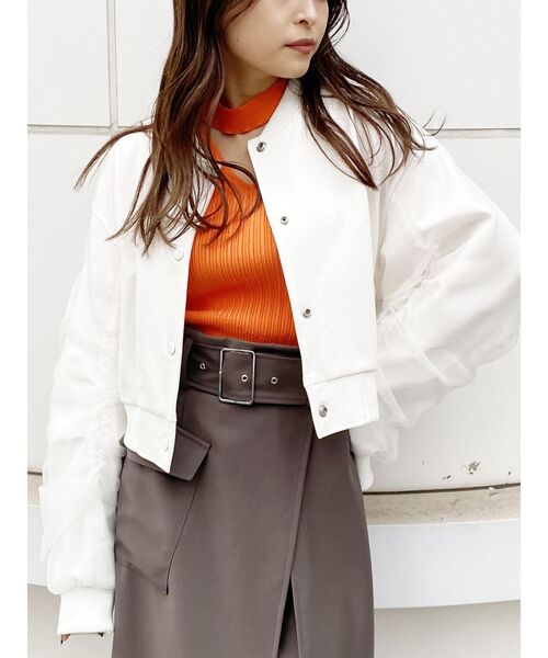 MURUA(ムルーア)の「シアードッキングブルゾン(ブルゾン・レディース・ブラック/ホワイト・FREE)」の2枚目の写真