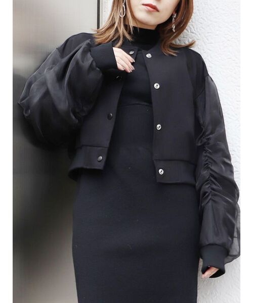 MURUA(ムルーア)の「シアードッキングブルゾン(ブルゾン・レディース・ブラック/ホワイト・FREE)」の1枚目の写真