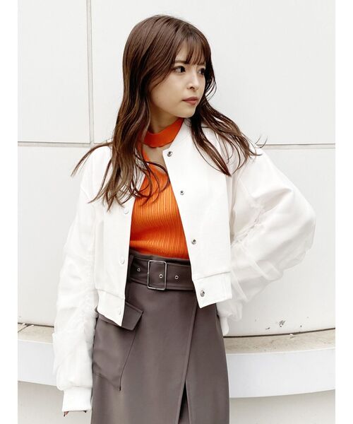 MURUA(ムルーア)の「シアードッキングブルゾン(ブルゾン・レディース・ブラック/ホワイト・FREE)」の3枚目の写真