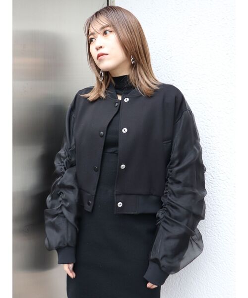 MURUA(ムルーア)の「シアードッキングブルゾン(ブルゾン・レディース・ブラック/ホワイト・FREE)」の4枚目の写真