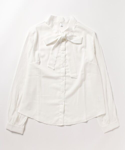 BLANC FICELLE(ブランフィセル)の「袖プリーツ リボンシャツ(シャツ/ブラウス・レディース・アイボリー・L/S/M/XL/XX-LARGE)」の6枚目の写真