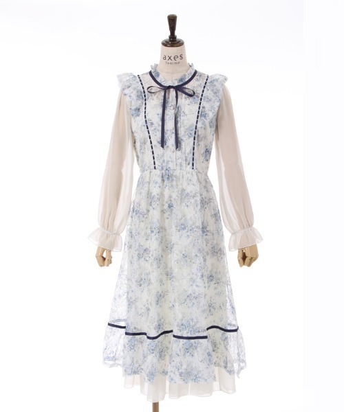axes femme(アクシーズファム)の「フローラルレースワンピース(ワンピース・レディース・ネイビー/ピンク/サックスブルー・MEDIUM)」の21枚目の写真