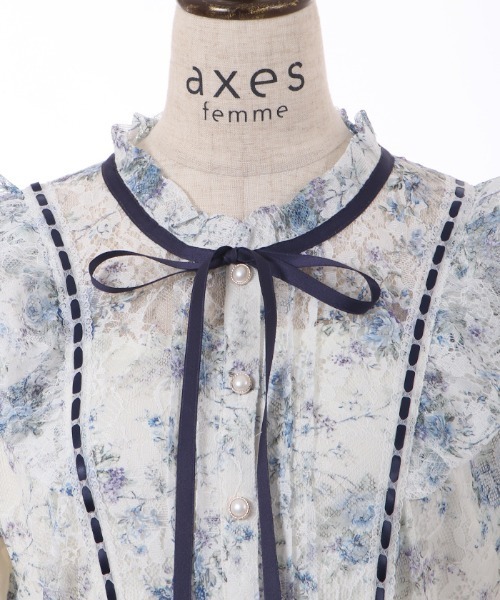axes femme(アクシーズファム)の「フローラルレースワンピース(ワンピース・レディース・ネイビー/ピンク/サックスブルー・MEDIUM)」の16枚目の写真