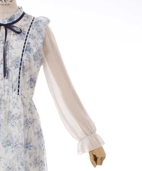 axes femme(アクシーズファム)の「フローラルレースワンピース(ワンピース・レディース・ネイビー/ピンク/サックスブルー・MEDIUM)」の12枚目の写真