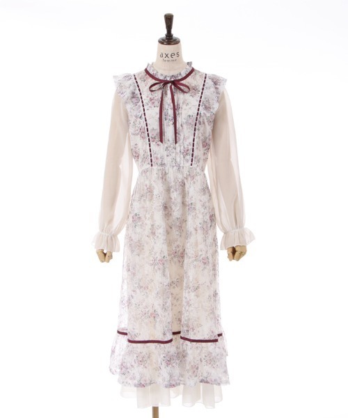 axes femme(アクシーズファム)の「フローラルレースワンピース(ワンピース・レディース・ネイビー/ピンク/サックスブルー・MEDIUM)」の11枚目の写真