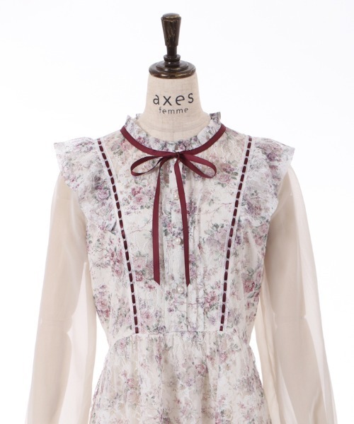 axes femme(アクシーズファム)の「フローラルレースワンピース(ワンピース・レディース・ネイビー/ピンク/サックスブルー・MEDIUM)」の8枚目の写真