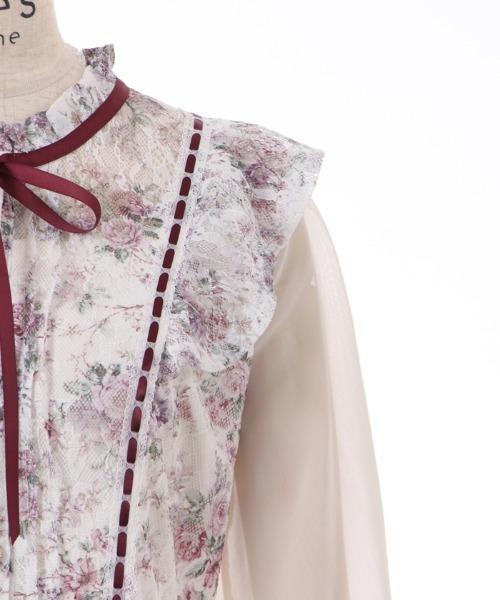 axes femme(アクシーズファム)の「フローラルレースワンピース(ワンピース・レディース・ネイビー/ピンク/サックスブルー・MEDIUM)」の5枚目の写真