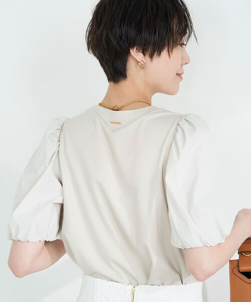 NOLLEY’S(ノーリーズ)の「◇【WEB限定】ストレッチポンチ袖タフタTシャツ(接触冷感・UVカット・マシンウォッシャブル)(Tシャツ/カットソー・レディース・ブラック/オフホワイト/ネイビー/ベージュ・FREE)」の3枚目の写真