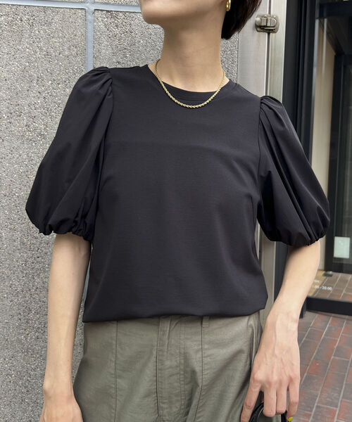 NOLLEY’S(ノーリーズ)の「◇【WEB限定】ストレッチポンチ袖タフタTシャツ(接触冷感・UVカット・マシンウォッシャブル)(Tシャツ/カットソー・レディース・ブラック/オフホワイト/ネイビー/ベージュ・FREE)」の20枚目の写真
