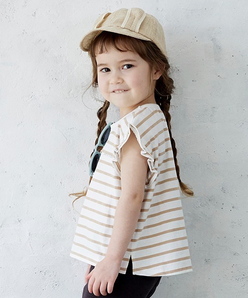 petit main（プティマイン）の「【プティプラ】GIRLS半袖T（Tシャツ/カットソー・キッズ・サックスブルー/ライトピンク/ベージュ/ラベンダー/ネイビー/イエロー/オフホワイト/ライトグリーン/ブルー/ピンク・100cm/130cm/120cm/90cm/80ｃｍ/110cm）」の15枚目の写真