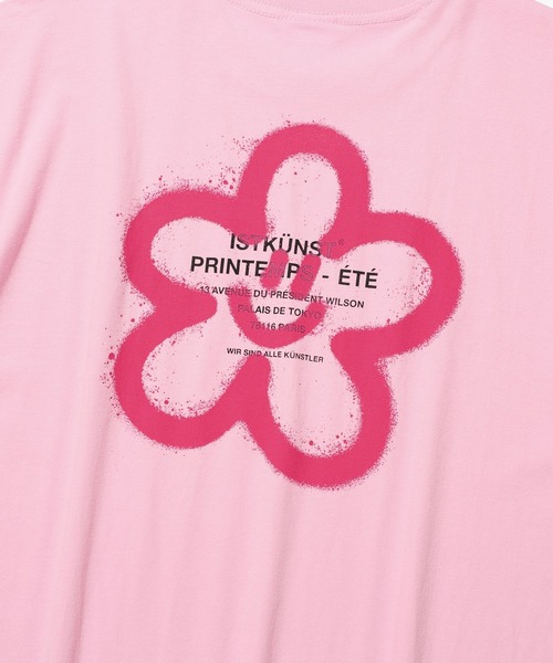 ISTKUNST（イストクンスト）の「【UNISEX】ISTKUNST／フラワースマイリーT　2904686（Tシャツ/カットソー・レディース・ブラック/ホワイト/ピンク/オリーブ・LARGE/MEDIUM/SMALL）」の6枚目の写真