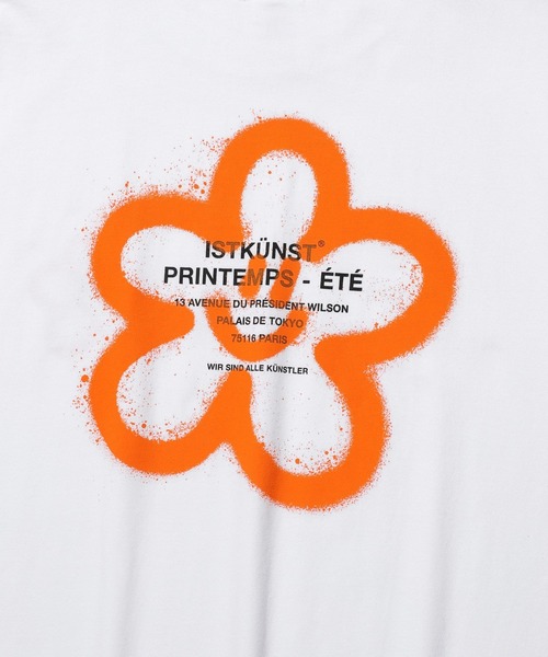 ISTKUNST（イストクンスト）の「【UNISEX】ISTKUNST／フラワースマイリーT　2904686（Tシャツ/カットソー・レディース・ブラック/ホワイト/ピンク/オリーブ・LARGE/MEDIUM/SMALL）」の5枚目の写真