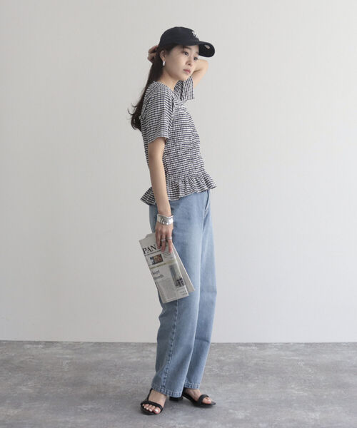 fredy emue（フレディエミュ）の「【fredyemueフレディエミュ】シャーリングカットソーブラウス（Tシャツ/カットソー・レディース・ブラック/オフホワイト/イエロー系その他/ホワイト系その他・38）」の5枚目の写真