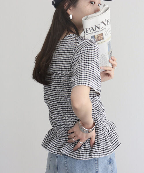 fredy emue（フレディエミュ）の「【fredyemueフレディエミュ】シャーリングカットソーブラウス（Tシャツ/カットソー・レディース・ブラック/オフホワイト/イエロー系その他/ホワイト系その他・38）」の14枚目の写真