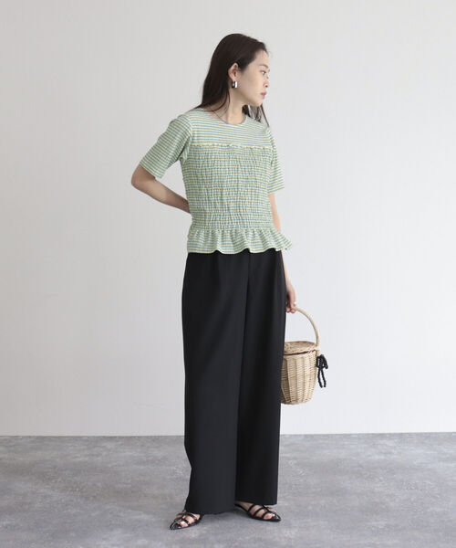 fredy emue（フレディエミュ）の「【fredyemueフレディエミュ】シャーリングカットソーブラウス（Tシャツ/カットソー・レディース・ブラック/オフホワイト/イエロー系その他/ホワイト系その他・38）」の15枚目の写真