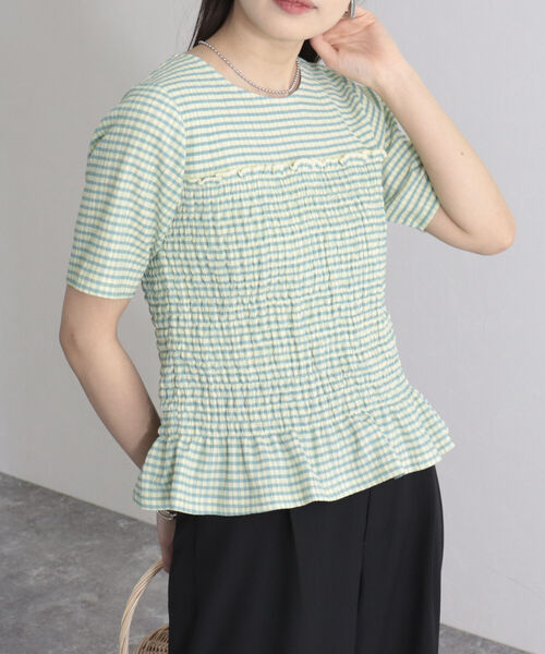 fredy emue（フレディエミュ）の「【fredyemueフレディエミュ】シャーリングカットソーブラウス（Tシャツ/カットソー・レディース・ブラック/オフホワイト/イエロー系その他/ホワイト系その他・38）」の20枚目の写真