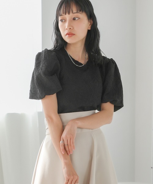 Bab（バブ）の「ジャガードトップス（Tシャツ/カットソー・レディース・ブラック/アイボリー/ベージュ・M）」の19枚目の写真