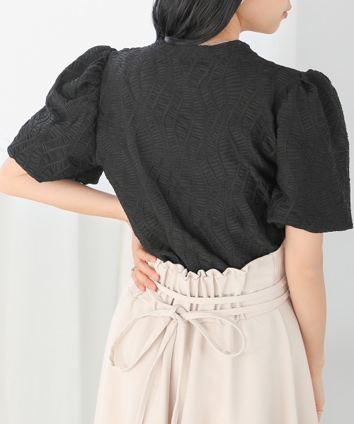 Bab（バブ）の「ジャガードトップス（Tシャツ/カットソー・レディース・ブラック/アイボリー/ベージュ・M）」の13枚目の写真