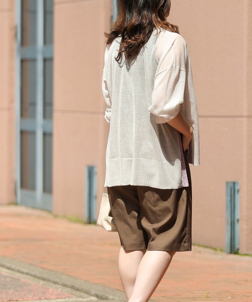 Bou Jeloud（ブージュルード）の「配色シアーカーディガン（カーディガン/ボレロ・レディース・ライトグレー/グリーン/ベージュ・FREE）」の12枚目の写真