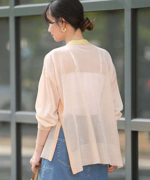 Bou Jeloud（ブージュルード）の「配色シアーカーディガン（カーディガン/ボレロ・レディース・ライトグレー/グリーン/ベージュ・FREE）」の18枚目の写真