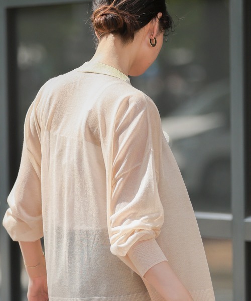 Bou Jeloud（ブージュルード）の「配色シアーカーディガン（カーディガン/ボレロ・レディース・ライトグレー/グリーン/ベージュ・FREE）」の20枚目の写真