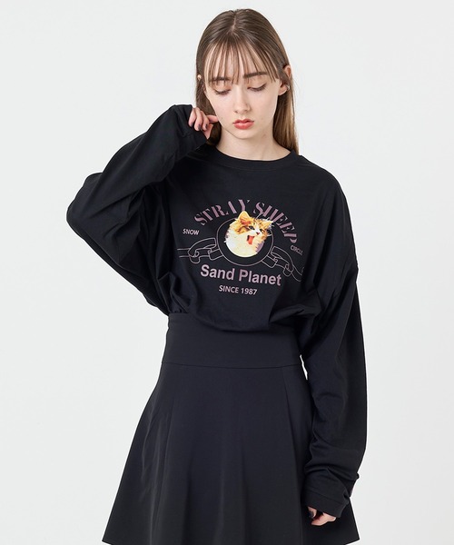 STRAY SHEEP（ストレイシープ）の「[STRAY SHEEP]CATグラフィック・ロングスリーブTee（Tシャツ/カットソー・レディース・ブラック/ホワイト・LARGE/MEDIUM）」の2枚目の写真