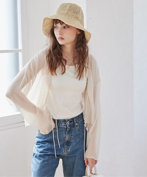 ブラウス シャツ 2WAY楊柳シアーブラウス　588567 レディース Ada. ブラウス シャツ 前後2WAY 楊柳 シアー カーディガン