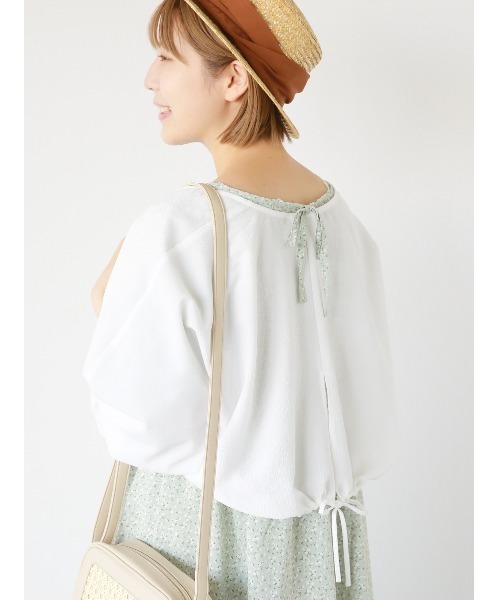 ehka sopo（エヘカソポ）の「リボンボレロ（シャツ/ブラウス・レディース・オフホワイト/ブラック/グリーン・F）」の2枚目の写真