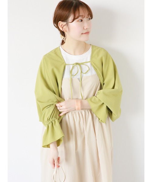 ehka sopo（エヘカソポ）の「リボンボレロ（シャツ/ブラウス・レディース・オフホワイト/ブラック/グリーン・F）」の3枚目の写真