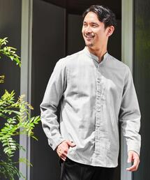 green label relaxing | 【WEB限定】JUSTFIT ビエラ バンドカラー シャツ(シャツ/ブラウス)