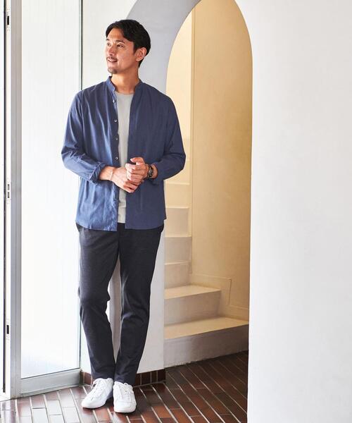 green label relaxing（グリーンレーベルリラクシング）の「【WEB限定】JUSTFIT ビエラ バンドカラー シャツ（シャツ/ブラウス・メンズ・ライトブルー/ライトグレー/ネイビー・L/M/S/XL）」の6枚目の写真