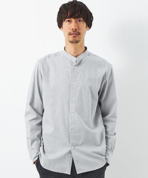 green label relaxing（グリーンレーベルリラクシング）の「【WEB限定】JUSTFIT ビエラ バンドカラー シャツ（シャツ/ブラウス・メンズ・ライトブルー/ライトグレー/ネイビー・L/M/S/XL）」の5枚目の写真