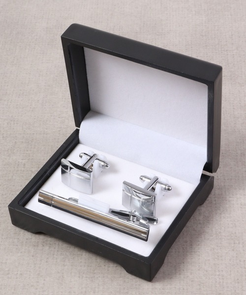 FUNALIVE（ファンアライブ）の「K SELECT シンプル　シルバーカフス　ネクタイピンセット（ネクタイピン・メンズ・ブラック×シルバー・FREE）」の6枚目の写真