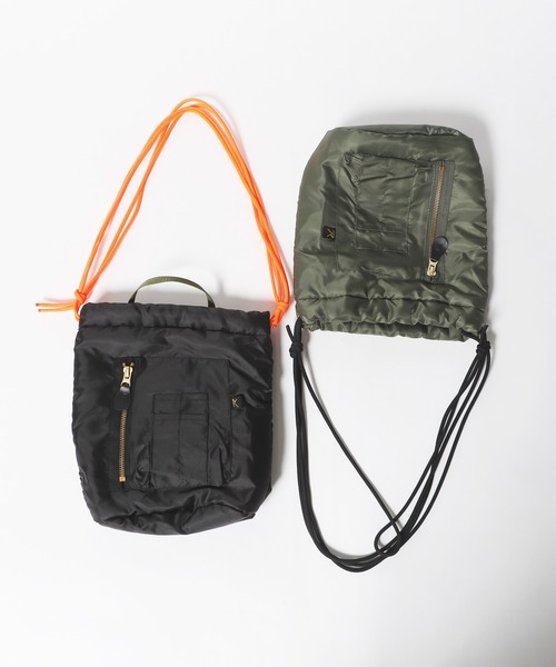 ROOPTOKYO(ループトウキョウ)の「THRIFTY LOOK/スリフティールック MA-1 EFFECT BAG ショルダーバッグ 巾着バッグ(ショルダーバッグ・メンズ・ブラック/オリーブ・FREE)」の14枚目の写真