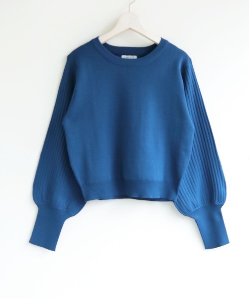 HER CLOSET(ハークローゼット)の「 【HER CLOSET】WEB限定リブ袖スウェットライクニットプルオーバー WEB LIMITED RIB SLEEVE SWEAT-LIKE KNIT PULLOVER(ニット/セーター・レディース・グリーン/オフホワイト/ブラック/ブルー/ワインレッド・M)」の11枚目の写真