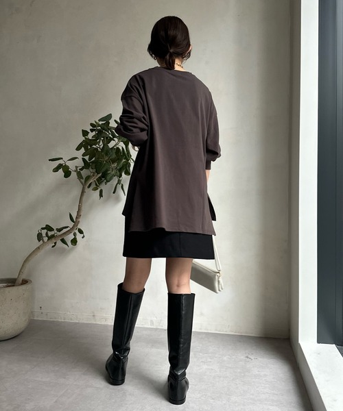 DouDou(ドゥドゥ)の「【WEB限定】 GresilフロッキーロゴロンTEE(Tシャツ/カットソー・レディース・オフホワイト/チャコールグレー・FREE)」の10枚目の写真