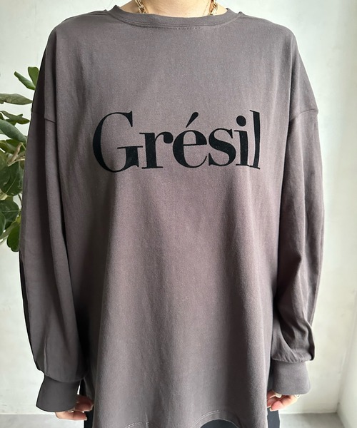 DouDou(ドゥドゥ)の「【WEB限定】 GresilフロッキーロゴロンTEE(Tシャツ/カットソー・レディース・オフホワイト/チャコールグレー・FREE)」の15枚目の写真