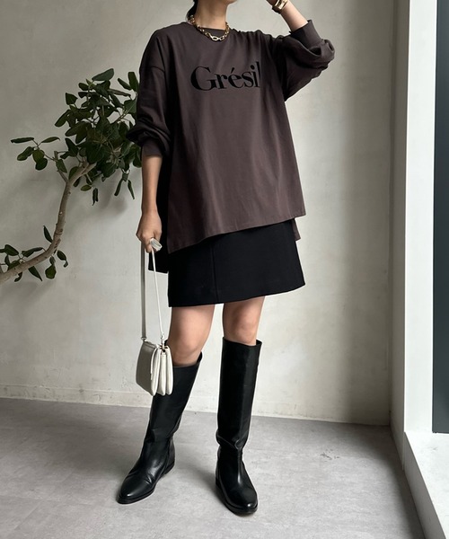 DouDou(ドゥドゥ)の「【WEB限定】 GresilフロッキーロゴロンTEE(Tシャツ/カットソー・レディース・オフホワイト/チャコールグレー・FREE)」の20枚目の写真