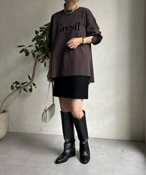 DouDou(ドゥドゥ)の「【WEB限定】 GresilフロッキーロゴロンTEE(Tシャツ/カットソー・レディース・オフホワイト/チャコールグレー・FREE)」の17枚目の写真