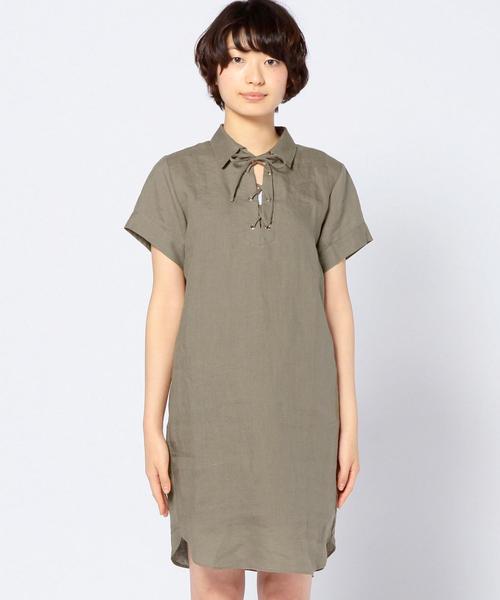 Another Edition(アナザーエディション)の「リネンレースアップチュニック/AEBC LI LACEUP TUNIC◆(ワンピース・レディース・ホワイト/オリーブ/ネイビー・フリー)」の8枚目の写真