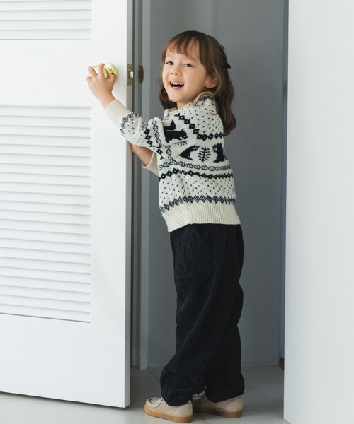 pairmanon（ペアマノン）の「ジャガード ノルディック柄 カーディガン（カーディガン/ボレロ・キッズ・グリーン/アイボリー/ブラック・S/XS/L/M）」の8枚目の写真