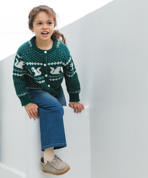 pairmanon（ペアマノン）の「ジャガード ノルディック柄 カーディガン（カーディガン/ボレロ・キッズ・グリーン/アイボリー/ブラック・S/XS/L/M）」の7枚目の写真