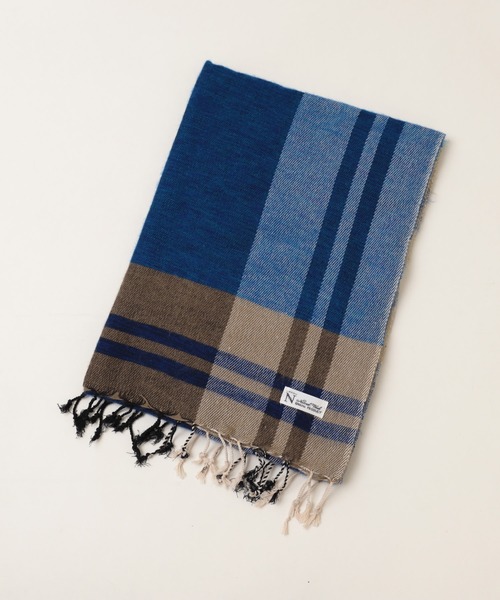 RNA-N（アールエヌエーエヌ）の「E4931 マルチチェックネパールストール（ストール/ショール・レディース・オレンジ系その他/ブラック×ホワイト/ベージュ/グリーン系その他/ブルー系その他・FREE）」の5枚目の写真