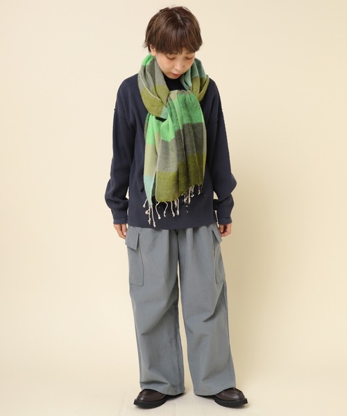 RNA-N（アールエヌエーエヌ）の「E4931 マルチチェックネパールストール（ストール/ショール・レディース・オレンジ系その他/ブラック×ホワイト/ベージュ/グリーン系その他/ブルー系その他・FREE）」の21枚目の写真